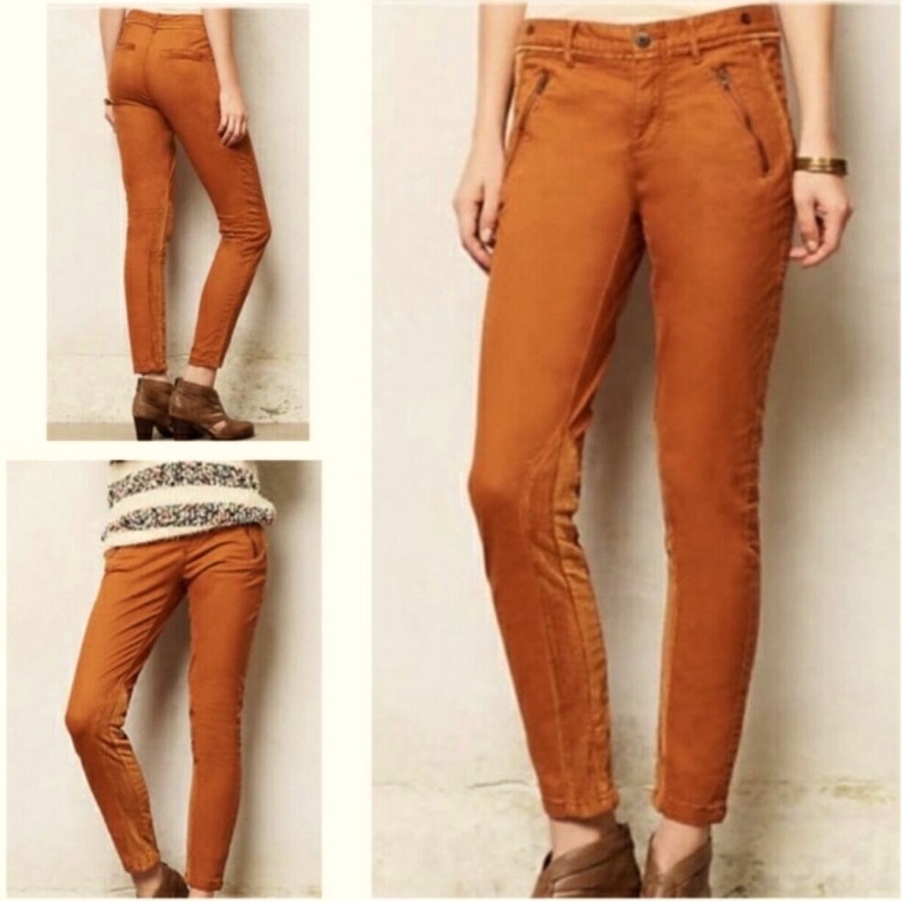 Anthropologie Pilcro Velvet Panel Skinny Pants